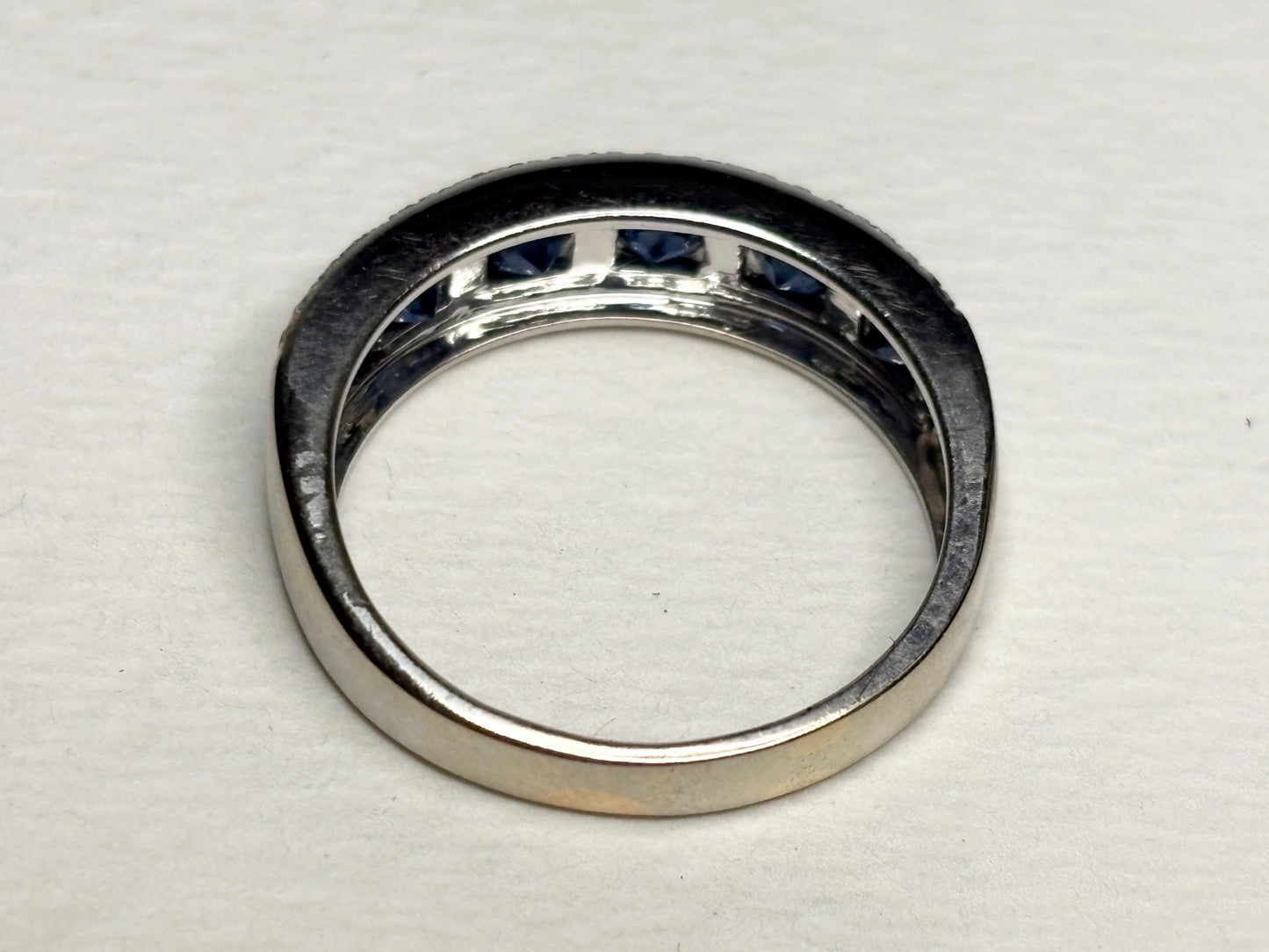 Effy Sapphire and Diamond 14k White Gold Band Ring size 9 - NewLifeJewelryVault
