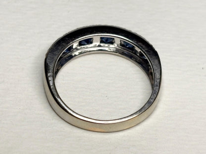 Effy Sapphire and Diamond 14k White Gold Band Ring size 9 - NewLifeJewelryVault