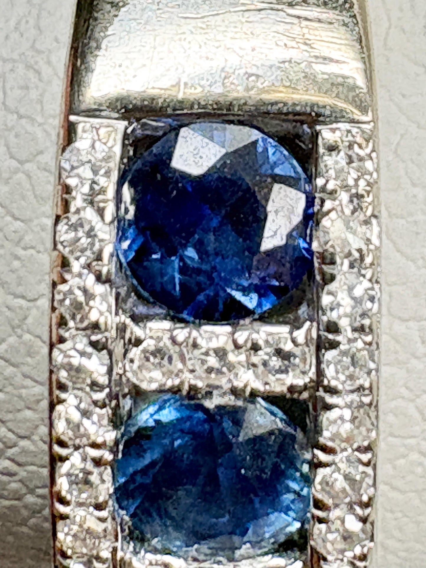 Effy Sapphire and Diamond 14k White Gold Band Ring size 9 - NewLifeJewelryVault