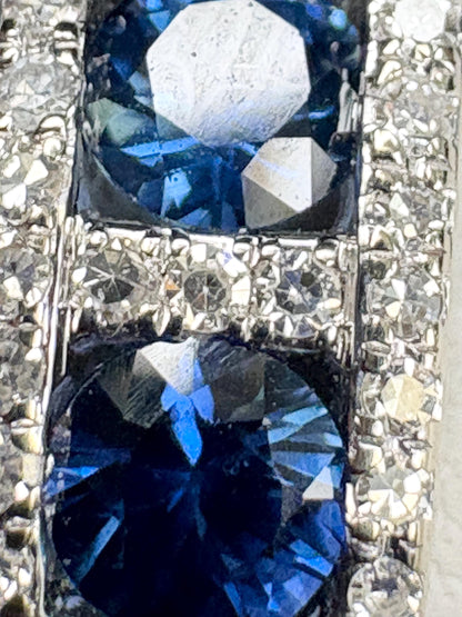 Effy Sapphire and Diamond 14k White Gold Band Ring size 9 - NewLifeJewelryVault