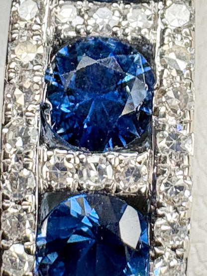 Effy Sapphire and Diamond 14k White Gold Band Ring size 9 - NewLifeJewelryVault