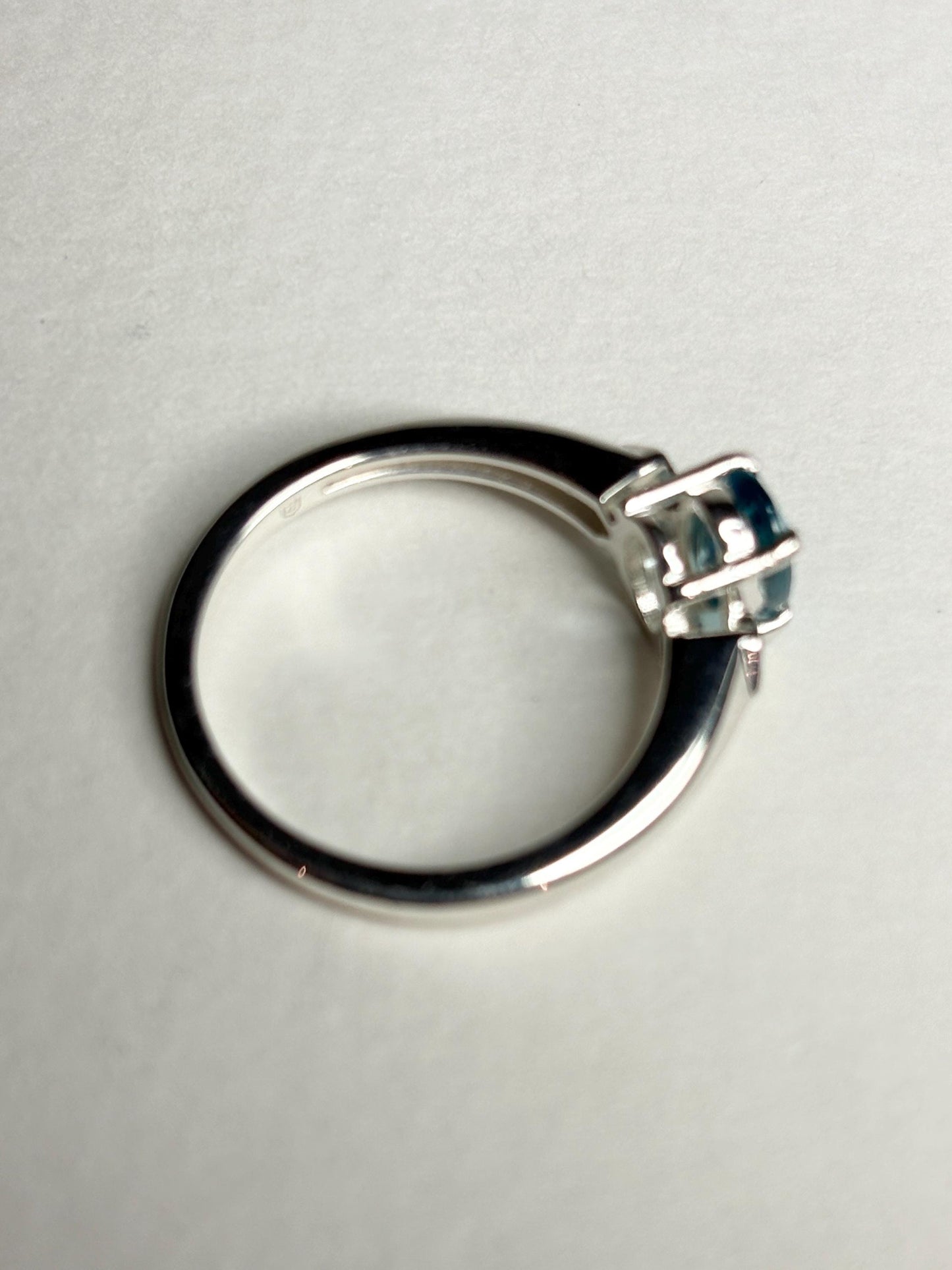 Blue and White Natural Zircon Ring Sterling Silver size 7 - NewLifeJewelryVault