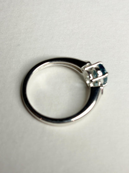 Blue and White Natural Zircon Ring Sterling Silver size 7 - NewLifeJewelryVault