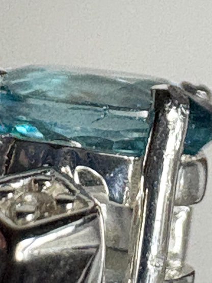 Blue and White Natural Zircon Ring Sterling Silver size 7 - NewLifeJewelryVault