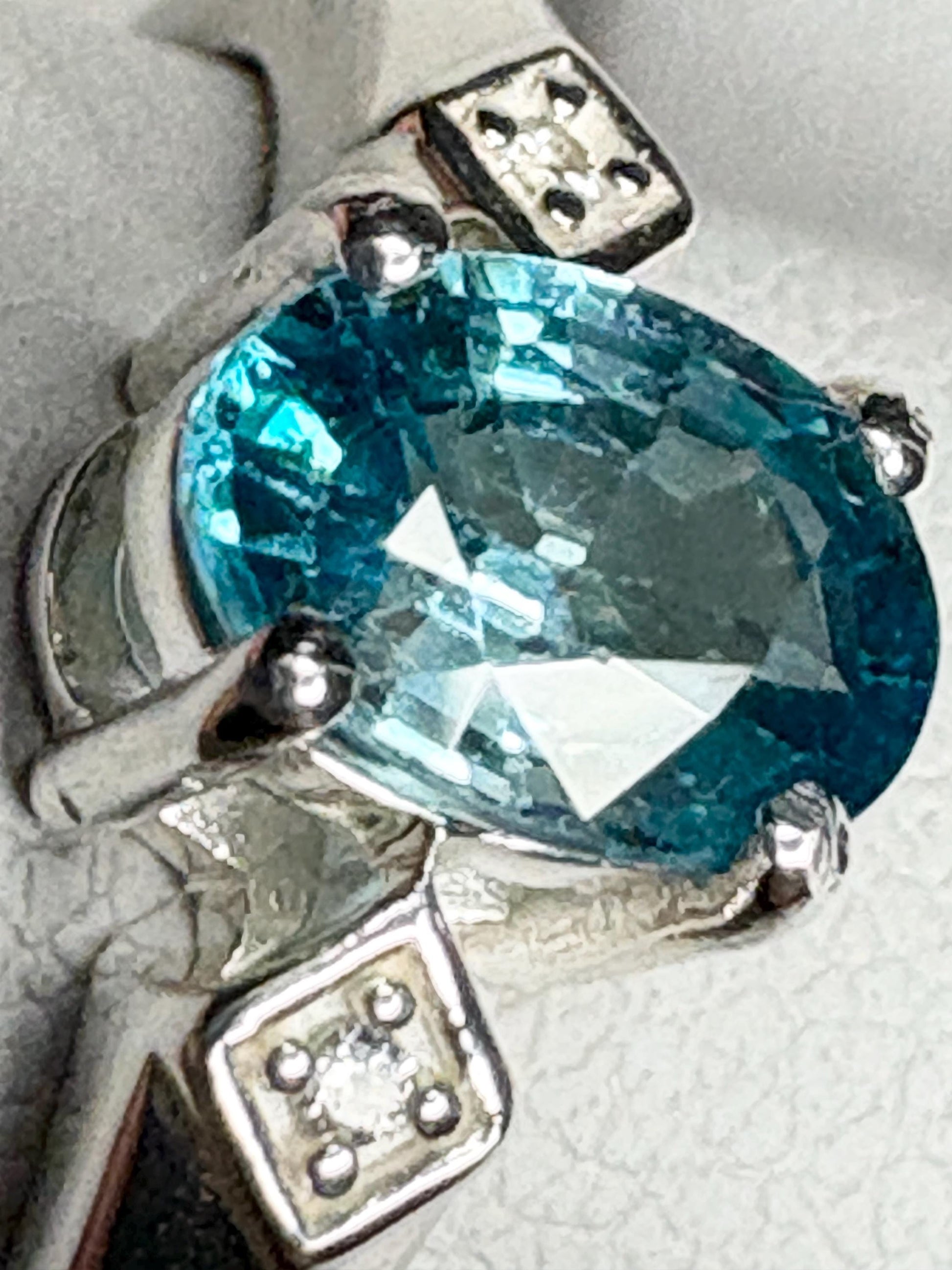 Blue and White Natural Zircon Ring Sterling Silver size 7 - NewLifeJewelryVault