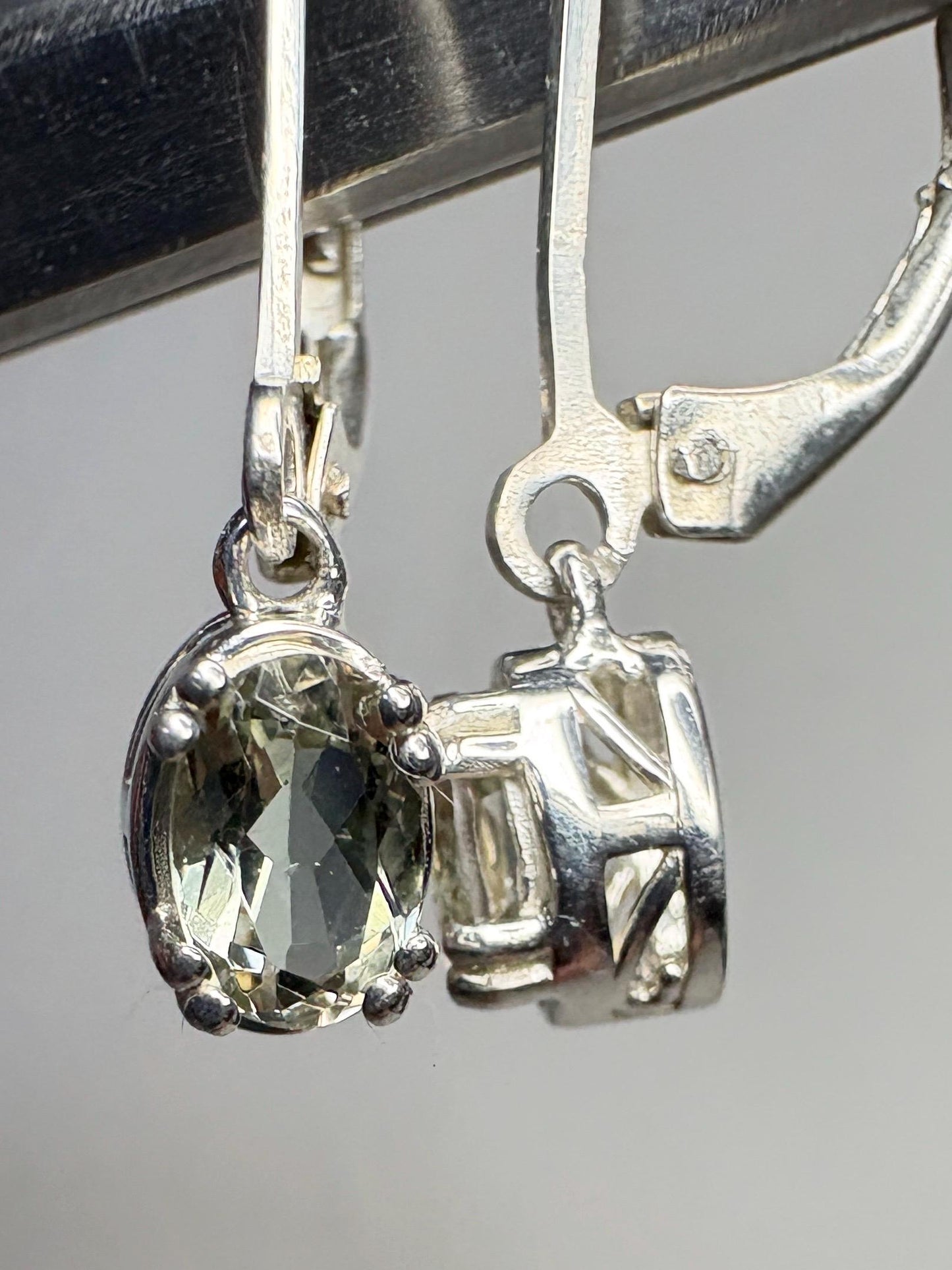 Green Oregon Sunstone Dangle Drop Lever Back Earrings Sterling Silver - NewLifeJewelryVault