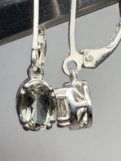 Green Oregon Sunstone Dangle Drop Lever Back Earrings Sterling Silver - NewLifeJewelryVault