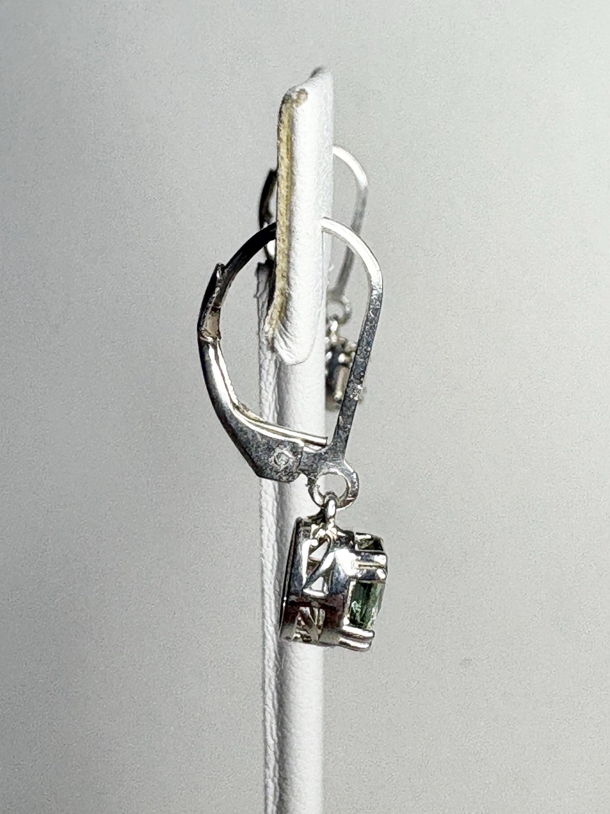 Green Oregon Sunstone Dangle Drop Lever Back Earrings Sterling Silver - NewLifeJewelryVault