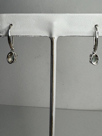 Green Oregon Sunstone Dangle Drop Lever Back Earrings Sterling Silver - NewLifeJewelryVault