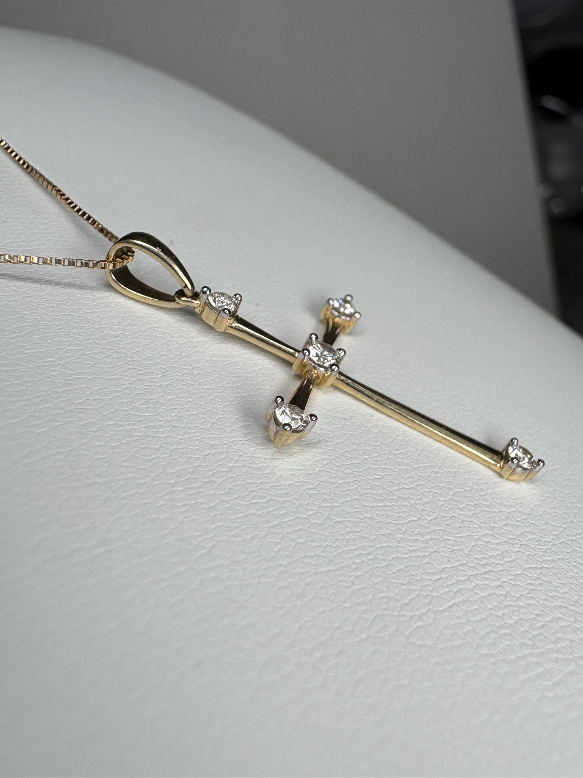 Internally Flawless Natural Diamond Cross Pendant 9k on 14k Box Necklace 14k 21" - NewLifeJewelryVault