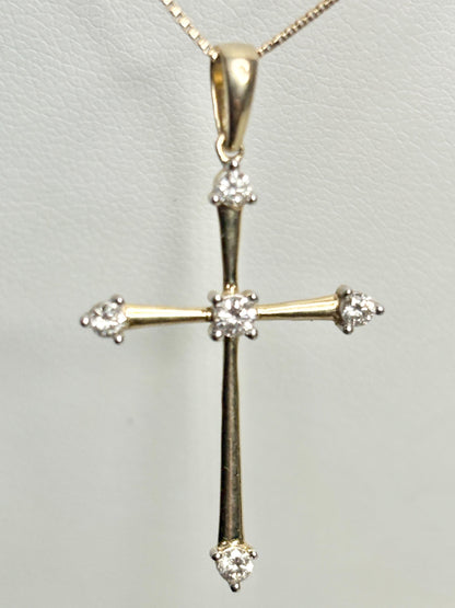 Internally Flawless Natural Diamond Cross Pendant 9k on 14k Box Necklace 14k 21" - NewLifeJewelryVault