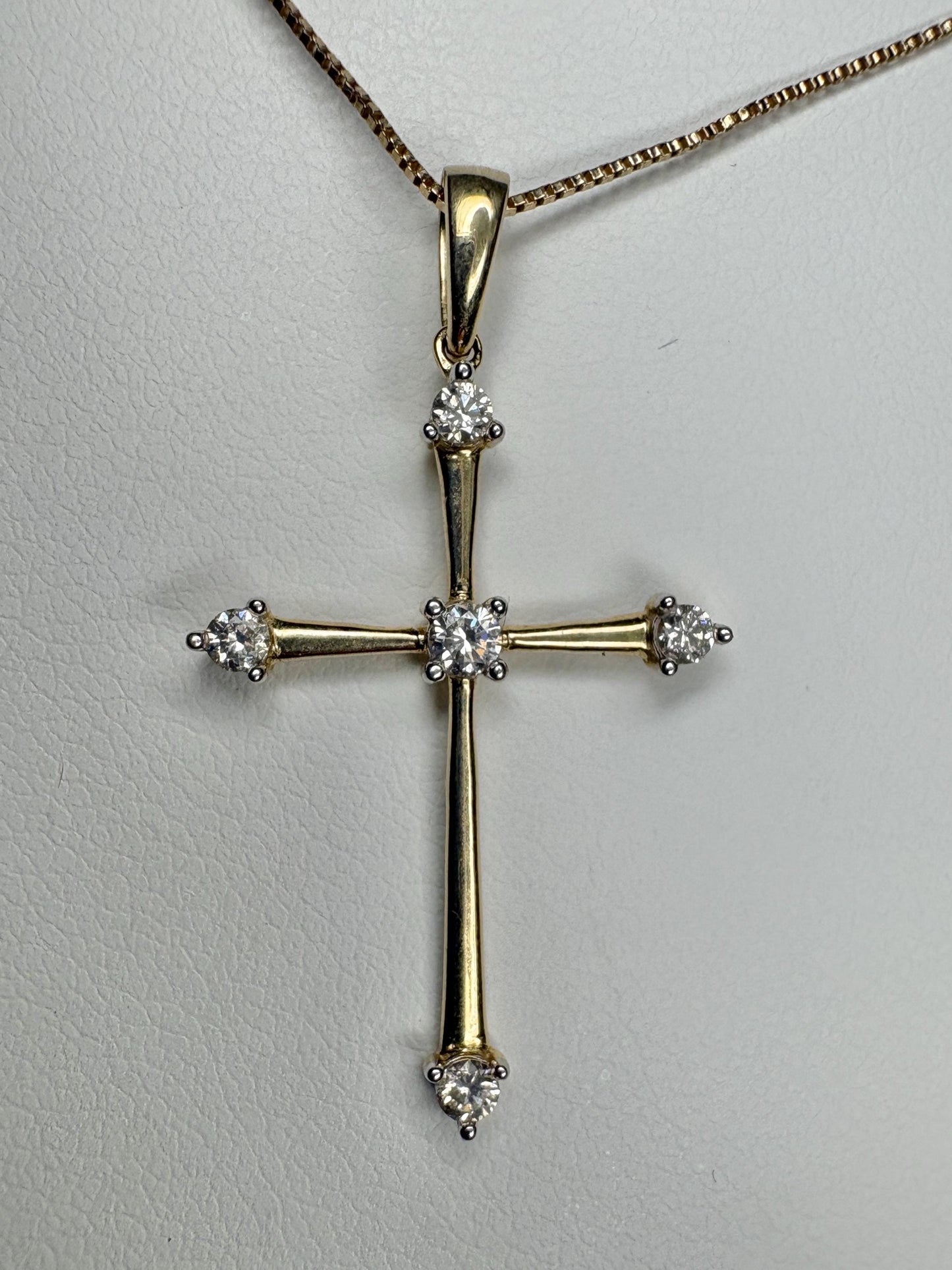 Internally Flawless Natural Diamond Cross Pendant 9k on 14k Box Necklace 14k 21" - NewLifeJewelryVault