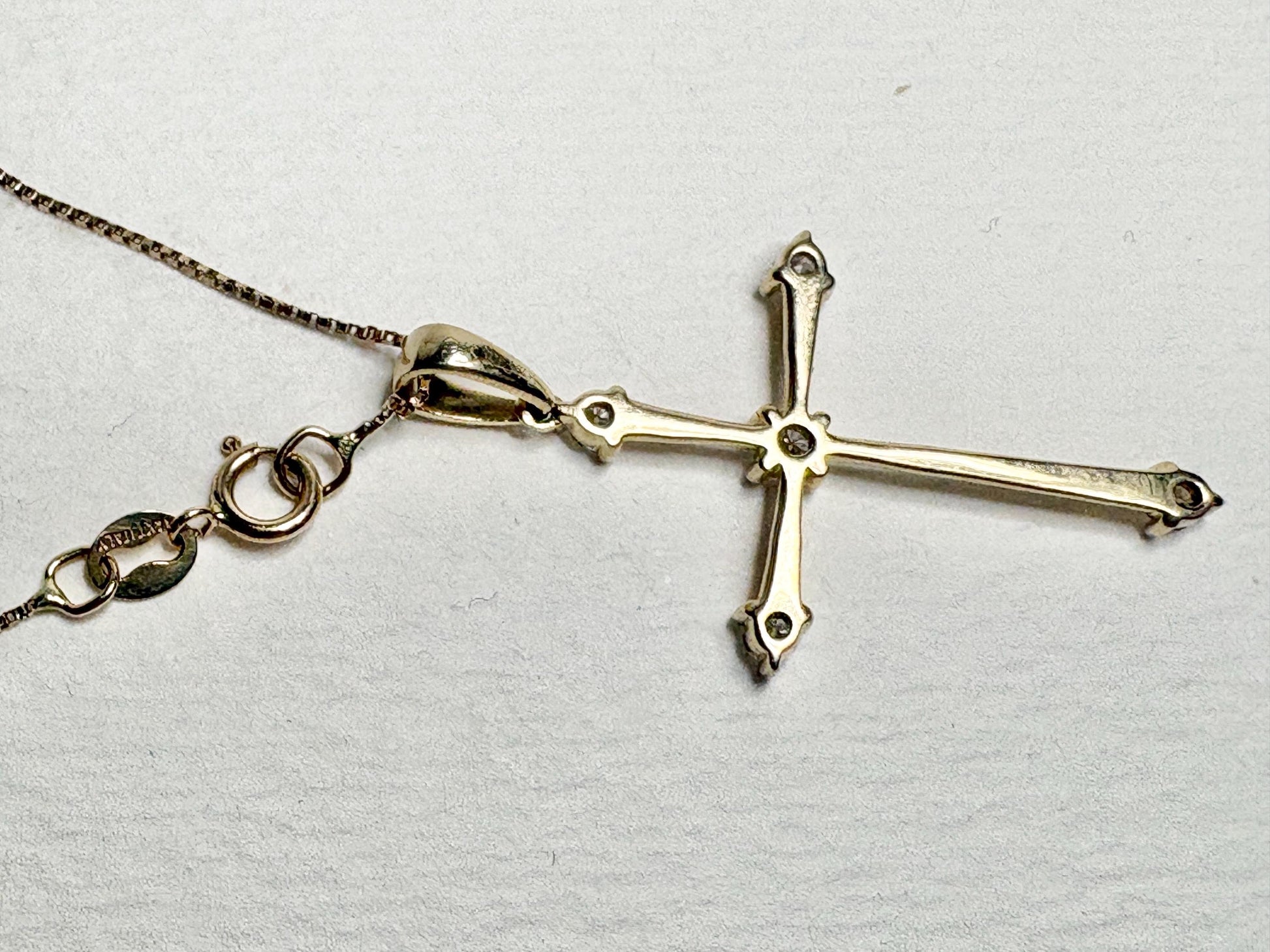 Internally Flawless Natural Diamond Cross Pendant 9k on 14k Box Necklace 14k 21" - NewLifeJewelryVault