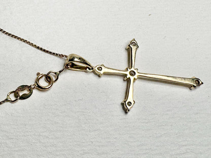 Internally Flawless Natural Diamond Cross Pendant 9k on 14k Box Necklace 14k 21" - NewLifeJewelryVault