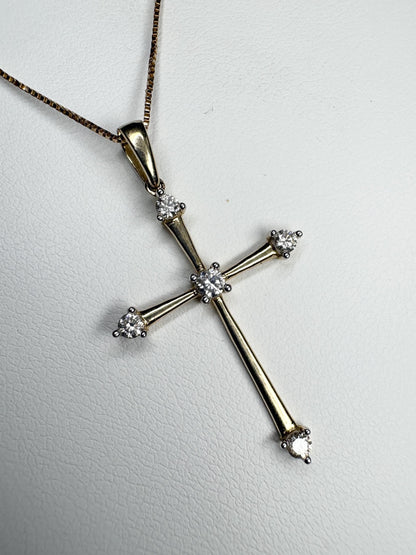 Internally Flawless Natural Diamond Cross Pendant 9k on 14k Box Necklace 14k 21" - NewLifeJewelryVault