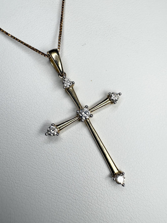 Internally Flawless Natural Diamond Cross Pendant 9k on 14k Box Necklace 14k 21" - NewLifeJewelryVault