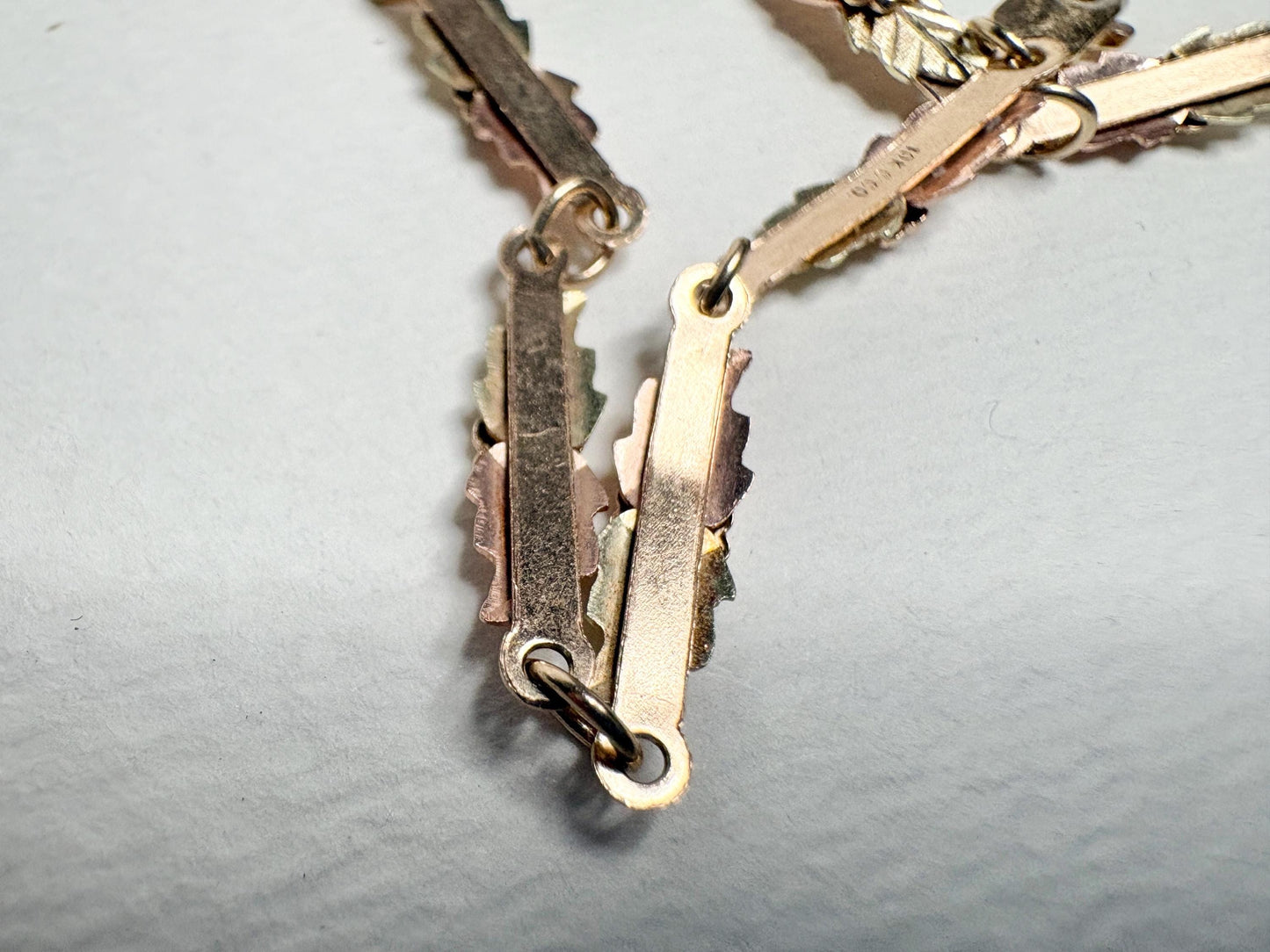 Black Hills Gold Bracelet by Coleman Solid 10k Tri Color Gold 7.3" - NewLifeJewelryVault