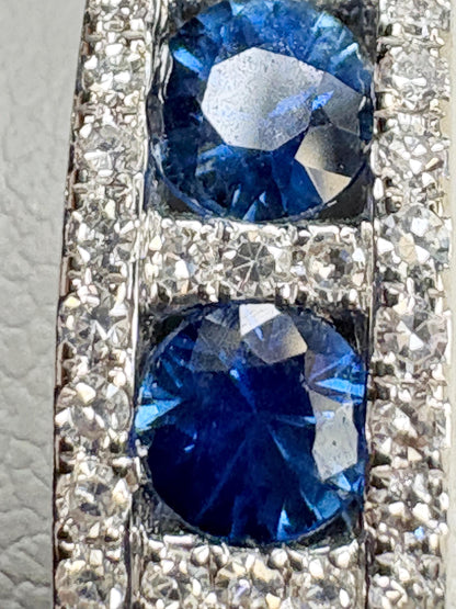 Effy Sapphire and Diamond 14k White Gold Band Ring size 9 - NewLifeJewelryVault