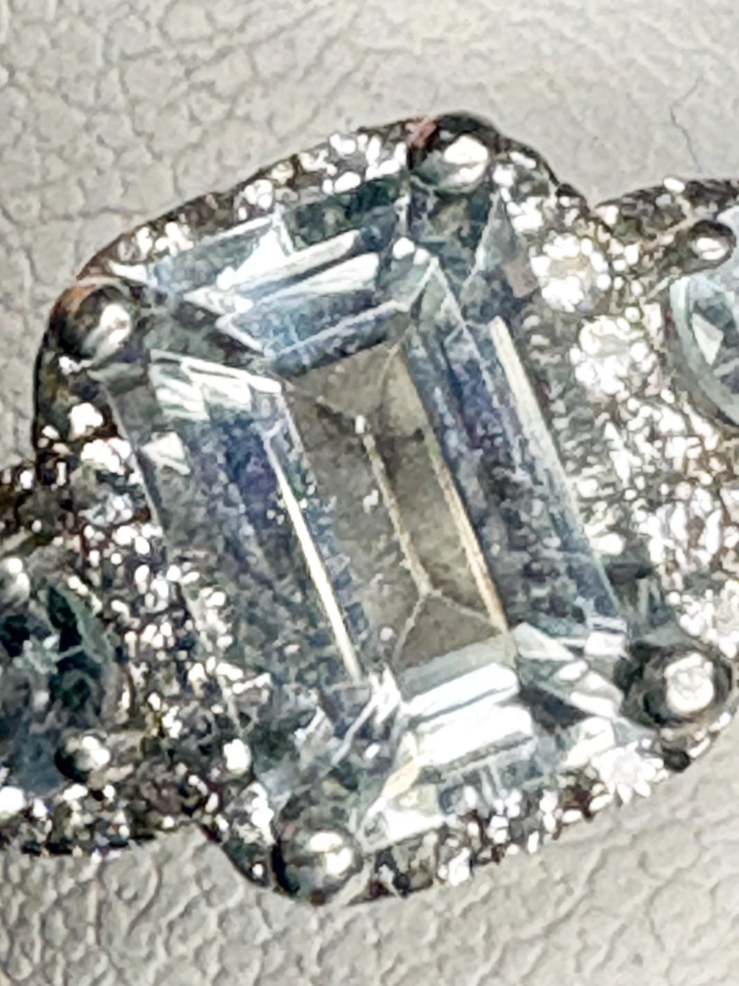 Aquamarine and White Zircon Halo 3 Stone Ring in Sterling Silver size 7 - NewLifeJewelryVault