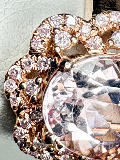 Morganite and Natural Pink Diamond Ring Solid 14k Rose Gold size 6.75 - NewLifeJewelryVault