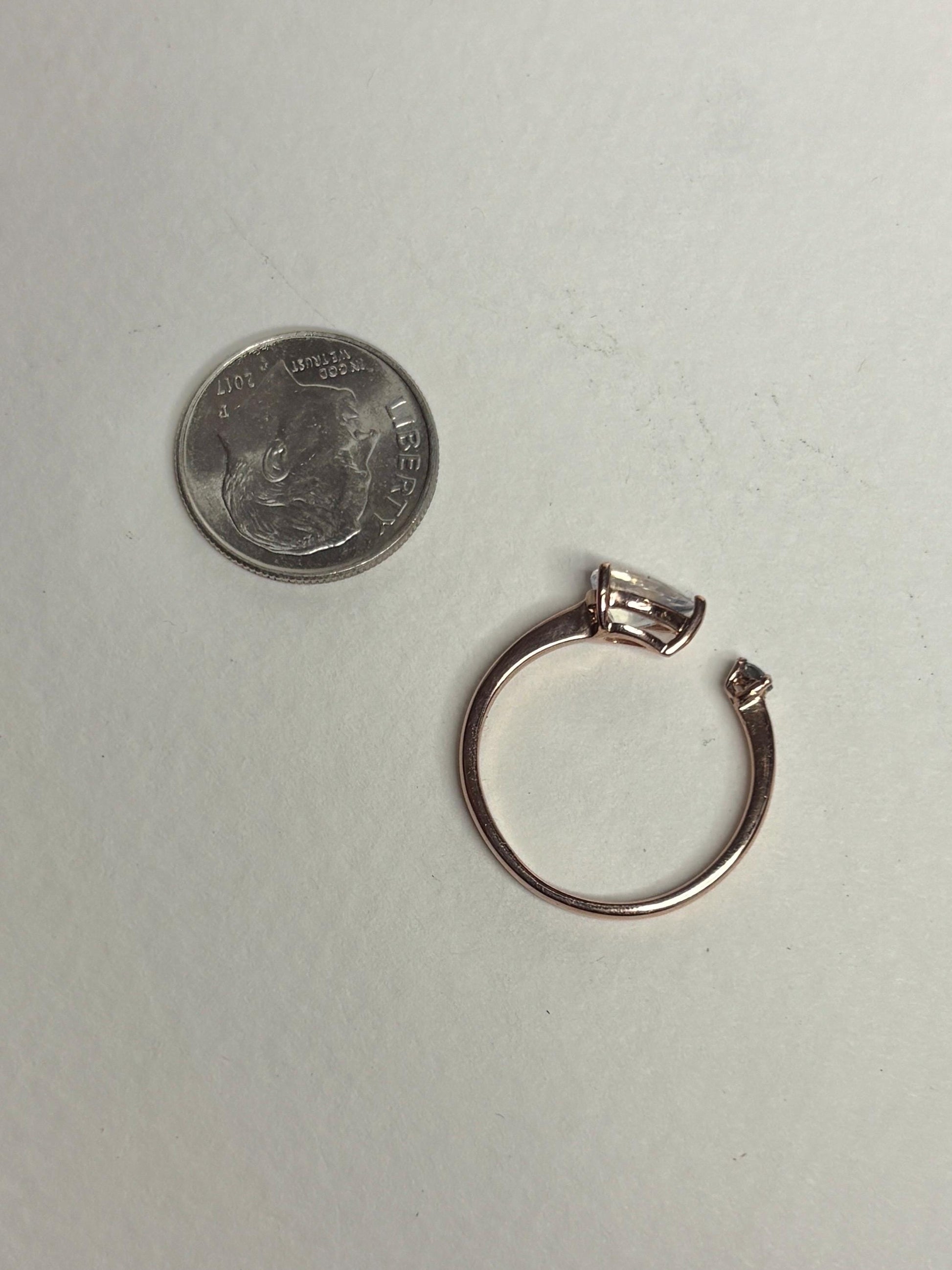Madagascar Rainbow Moonstone and Color Change Garnet Open Ring 10k Rose Gold size 6.75 - NewLifeJewelryVault