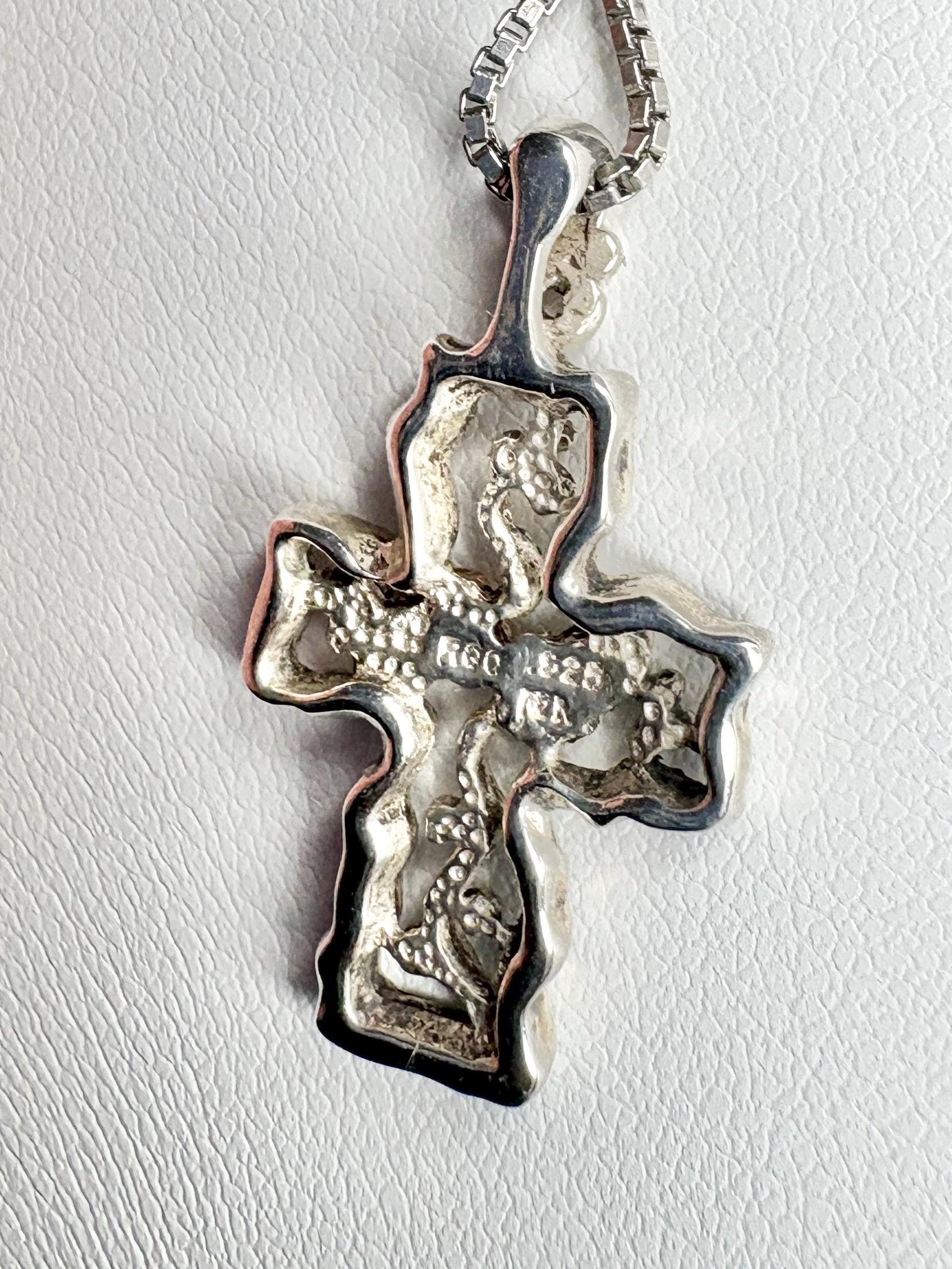 Vintage Black Hills Gold Cross Pendant Necklace Sterling Silver 12k Gold 19" - NewLifeJewelryVault