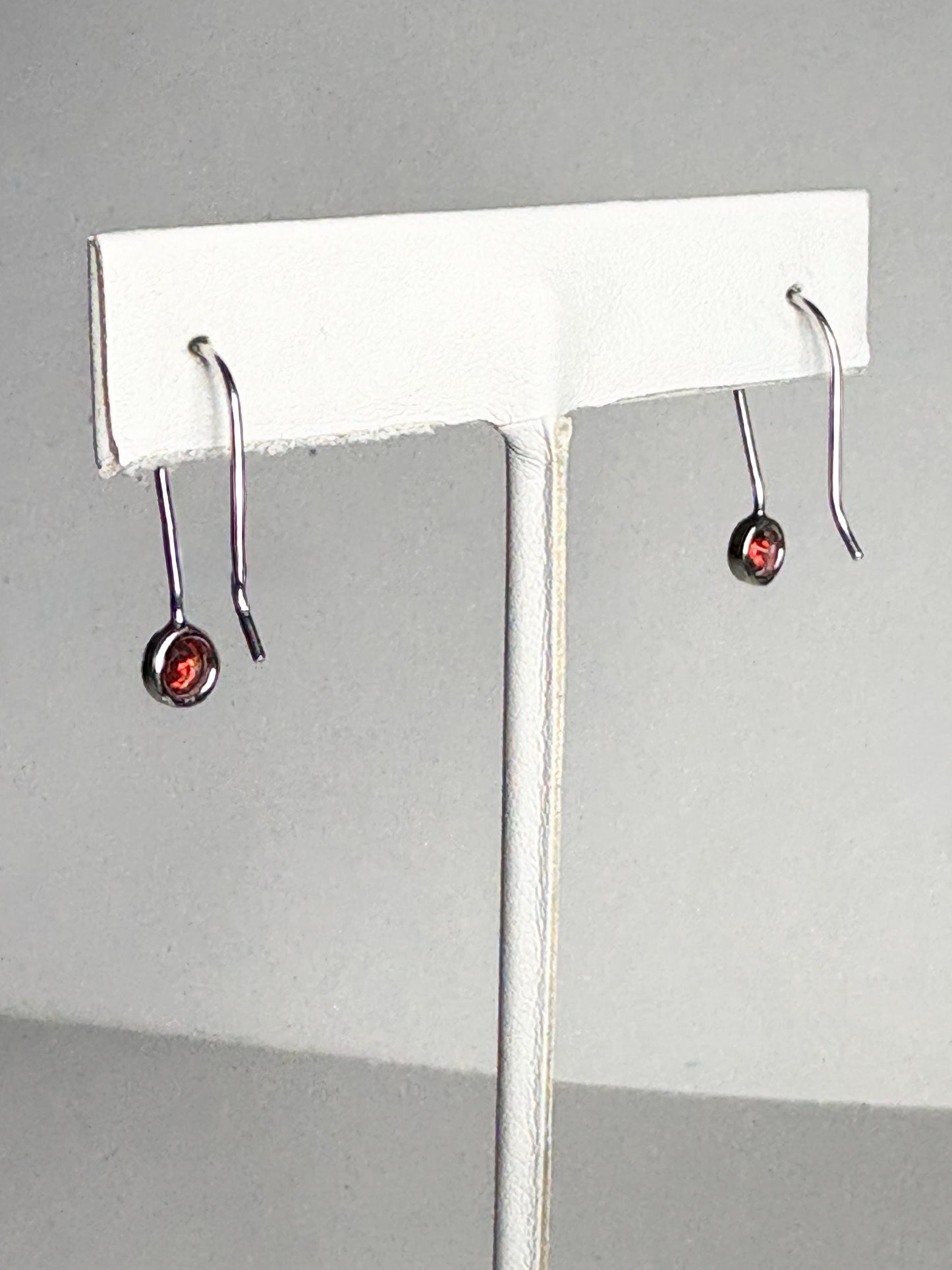 Arizona Garnet Bezel Drop Earrings in Sterling Silver - NewLifeJewelryVault