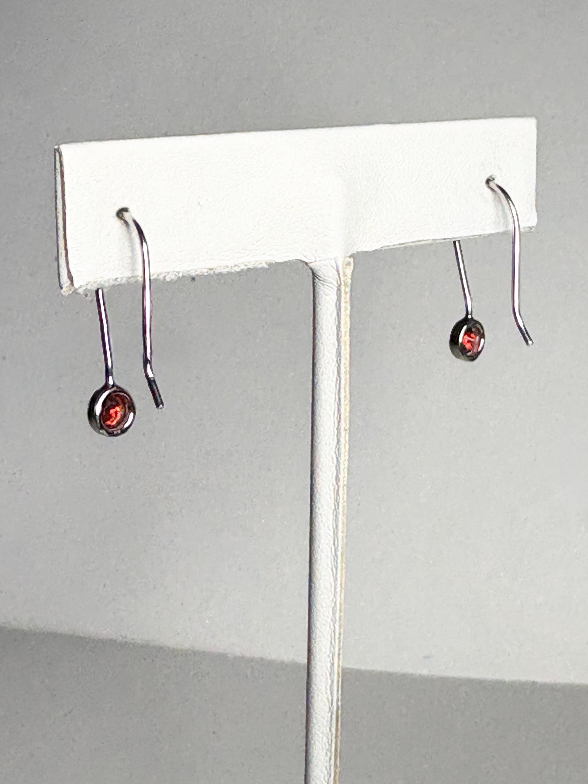 Arizona Garnet Bezel Drop Earrings in Sterling Silver - NewLifeJewelryVault