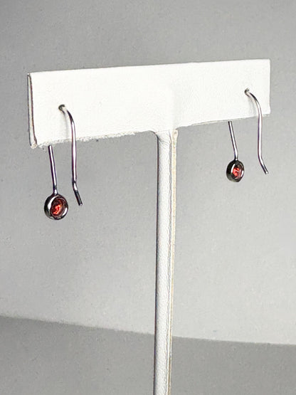 Arizona Garnet Bezel Drop Earrings in Sterling Silver - NewLifeJewelryVault