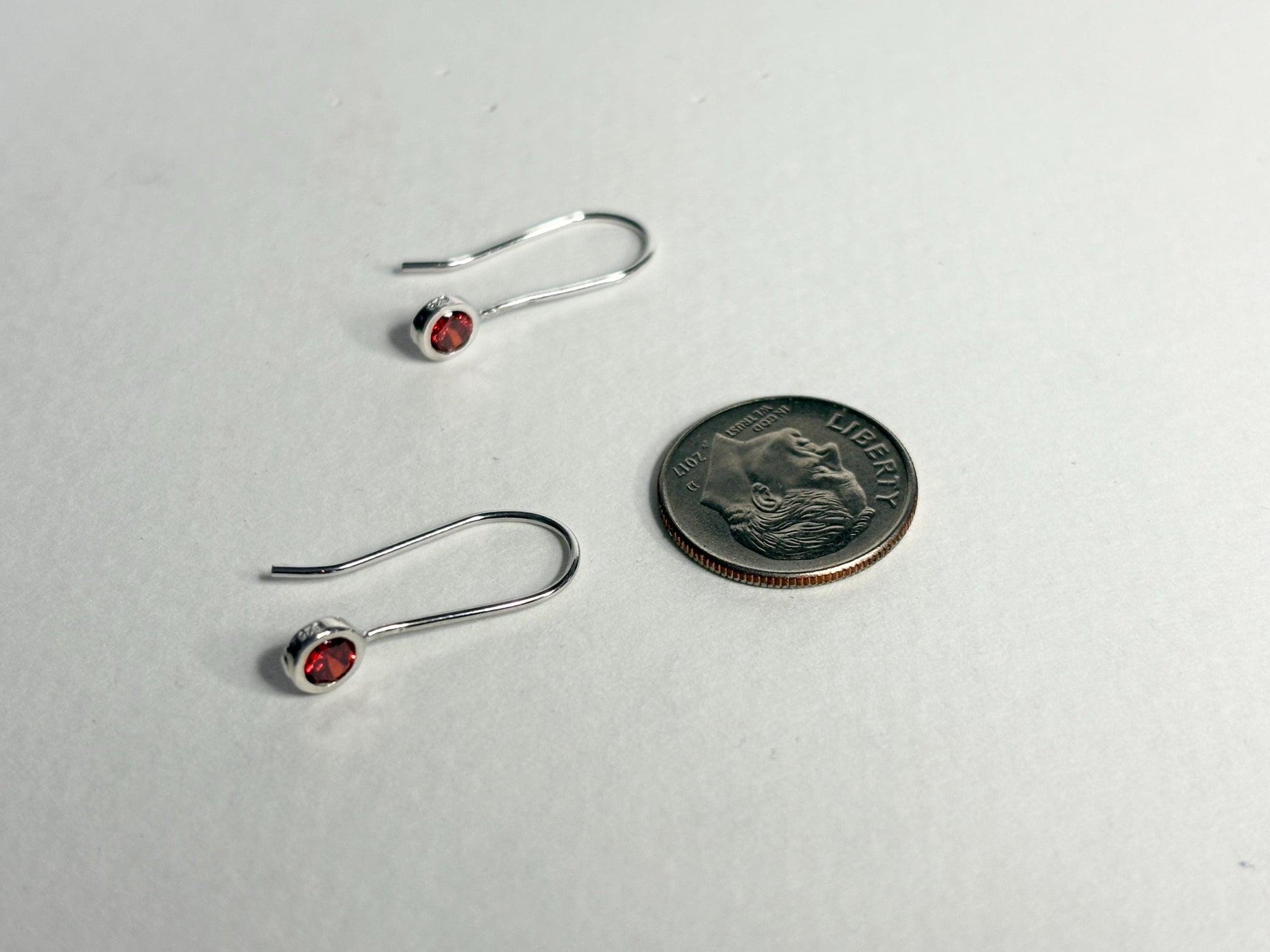 Arizona Garnet Bezel Drop Earrings in Sterling Silver - NewLifeJewelryVault