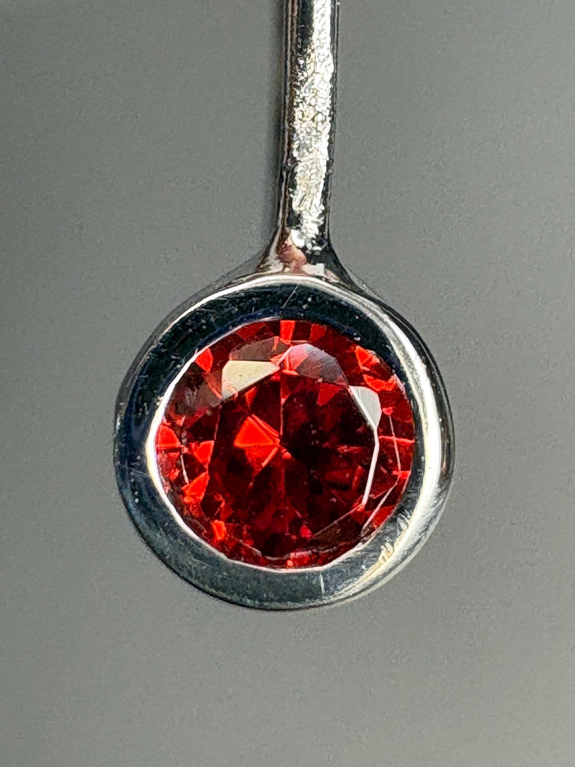 Arizona Garnet Bezel Drop Earrings in Sterling Silver - NewLifeJewelryVault