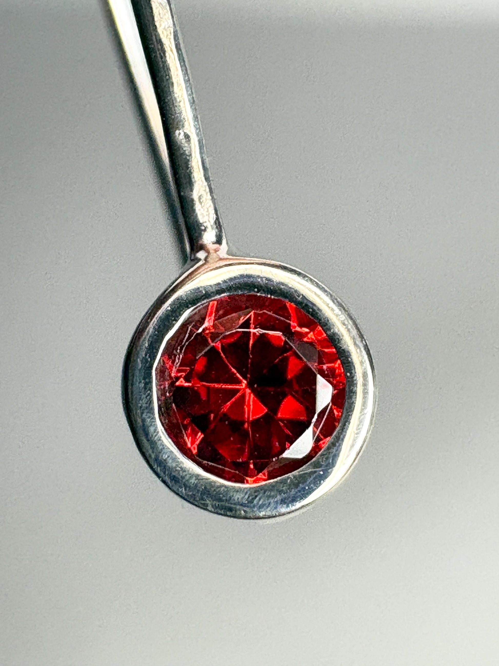 Arizona Garnet Bezel Drop Earrings in Sterling Silver - NewLifeJewelryVault