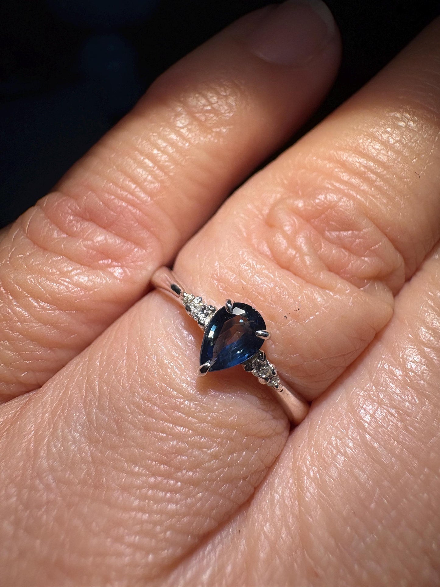 Montana Sapphire and Diamond Ring Sterling Silver size 7 - NewLifeJewelryVault