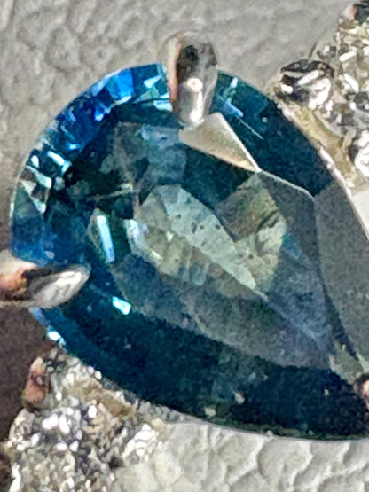 Montana Sapphire and Diamond Ring Sterling Silver size 7 - NewLifeJewelryVault