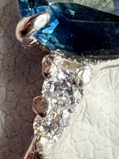 Montana Sapphire and Diamond Ring Sterling Silver size 7 - NewLifeJewelryVault