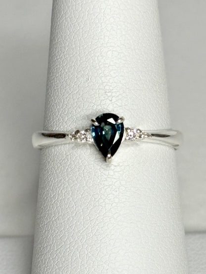 Montana Sapphire and Diamond Ring Sterling Silver size 7 - NewLifeJewelryVault