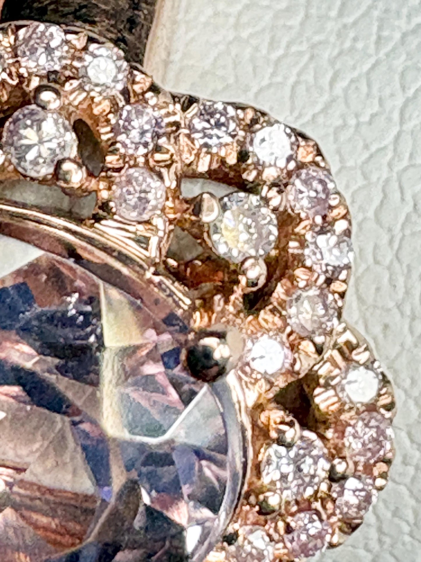Morganite and Natural Pink Diamond Ring Solid 14k Rose Gold size 6.75 - NewLifeJewelryVault