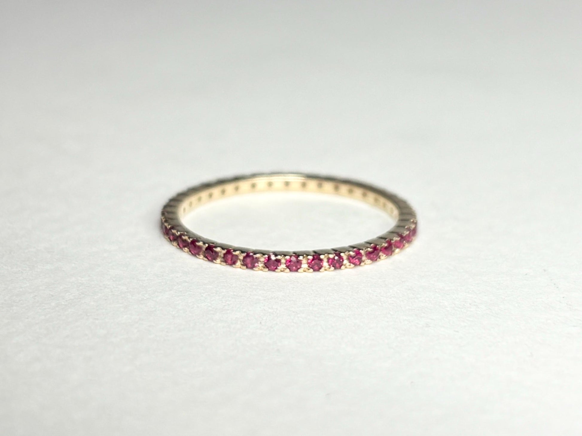 Natural Ruby Petite Full Eternity Band Ring Solid 14k Gold size 7 - NewLifeJewelryVault
