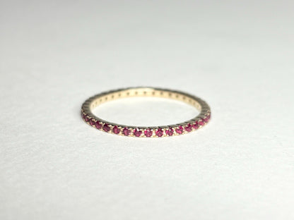 Natural Ruby Petite Full Eternity Band Ring Solid 14k Gold size 7 - NewLifeJewelryVault