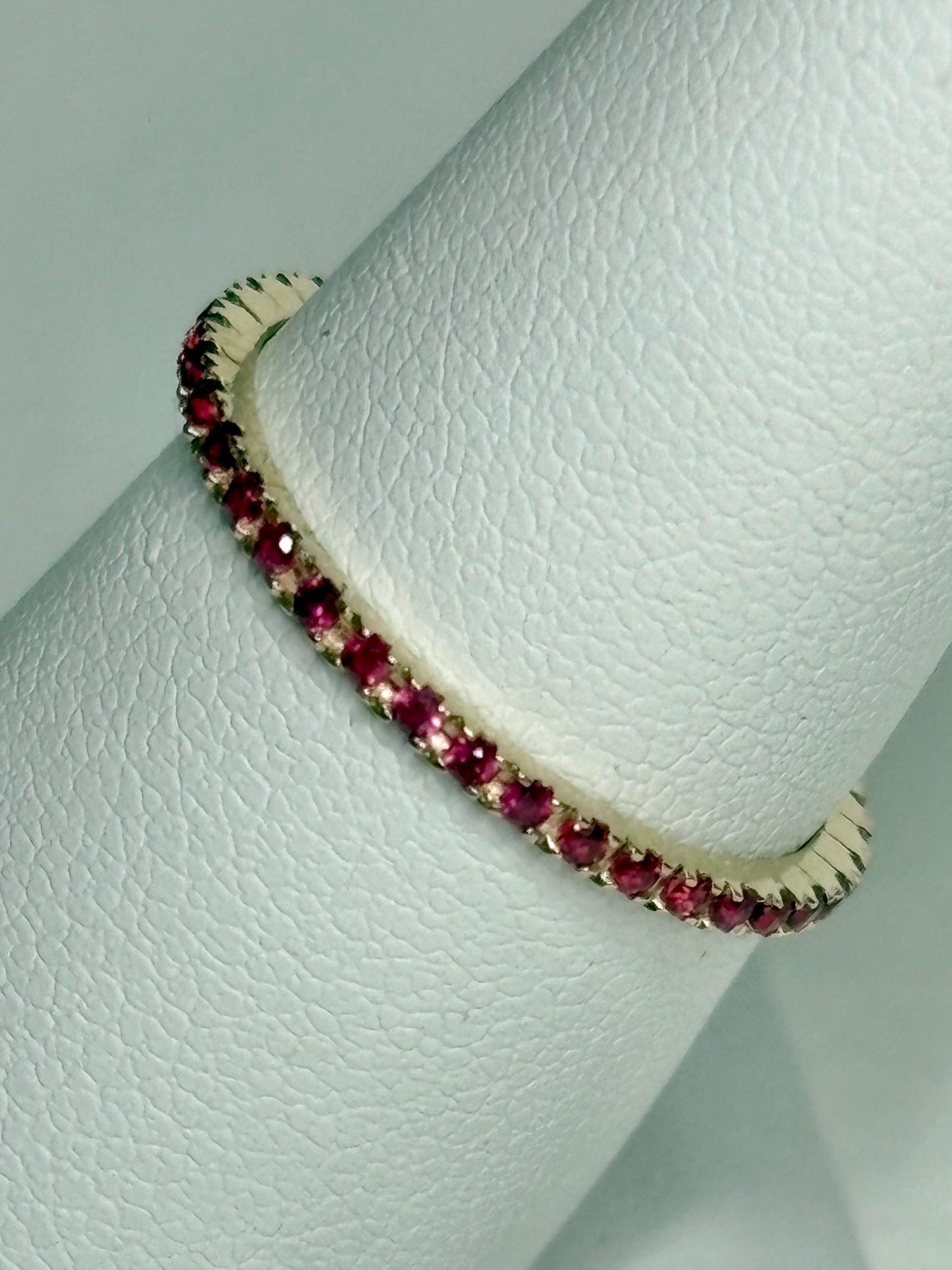 Natural Ruby Petite Full Eternity Band Ring Solid 14k Gold size 7 - NewLifeJewelryVault