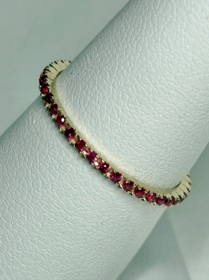 Natural Ruby Petite Full Eternity Band Ring Solid 14k Gold size 7 - NewLifeJewelryVault