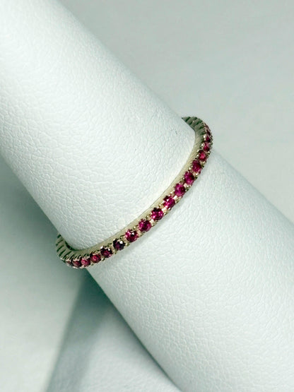 Natural Ruby Petite Full Eternity Band Ring Solid 14k Gold size 7 - NewLifeJewelryVault