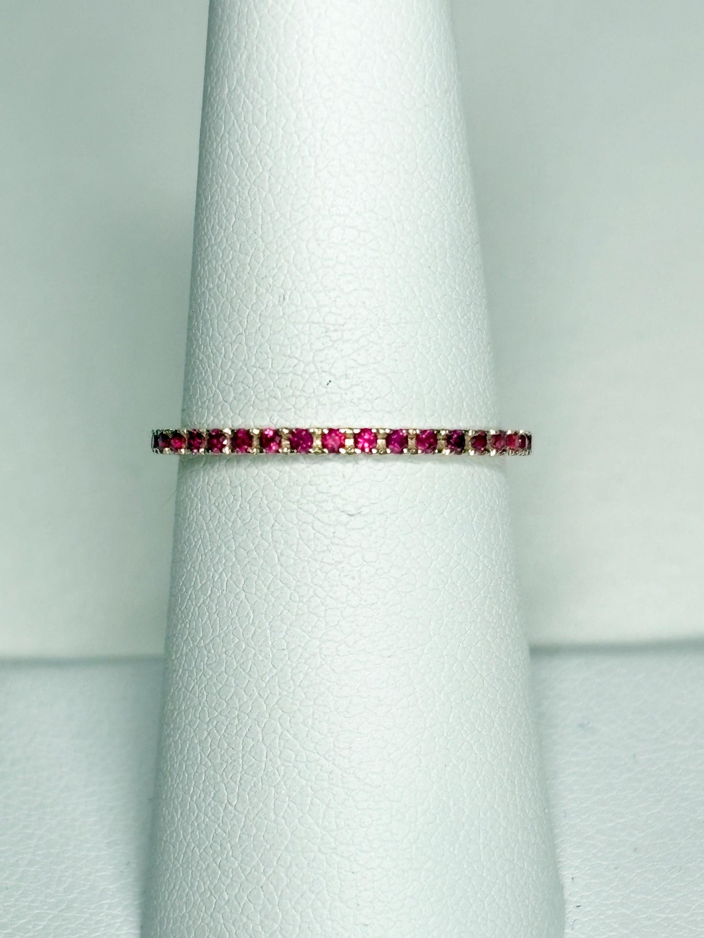 Natural Ruby Petite Full Eternity Band Ring Solid 14k Gold size 7 - NewLifeJewelryVault
