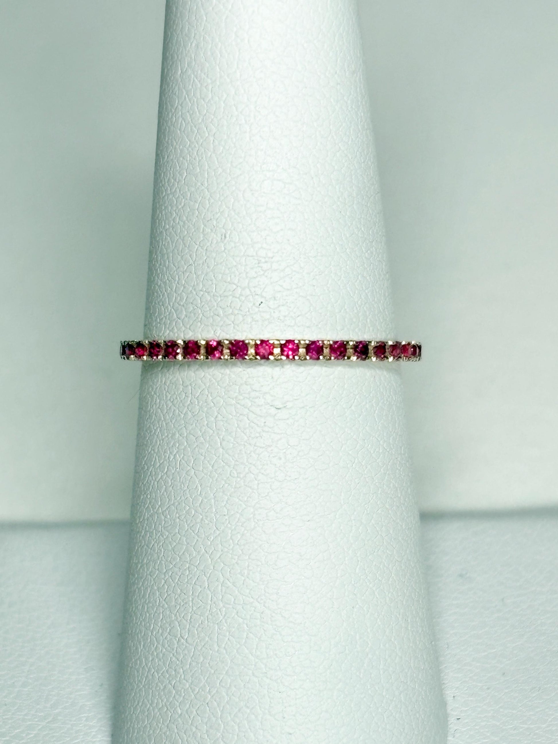 Natural Ruby Petite Full Eternity Band Ring Solid 14k Gold size 7 - NewLifeJewelryVault