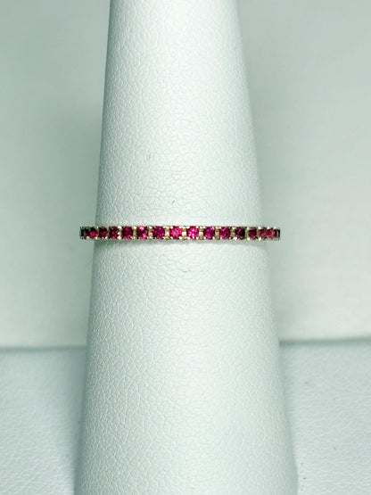 Natural Ruby Petite Full Eternity Band Ring Solid 14k Gold size 7 - NewLifeJewelryVault
