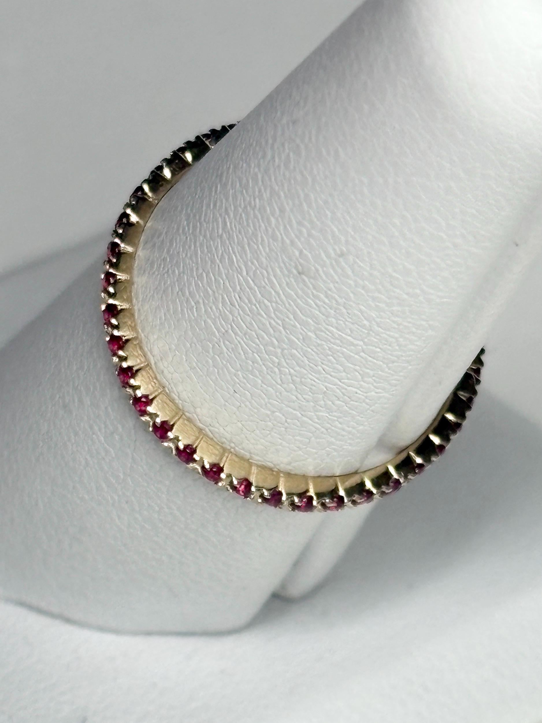 Natural Ruby Petite Full Eternity Band Ring Solid 14k Gold size 7 - NewLifeJewelryVault