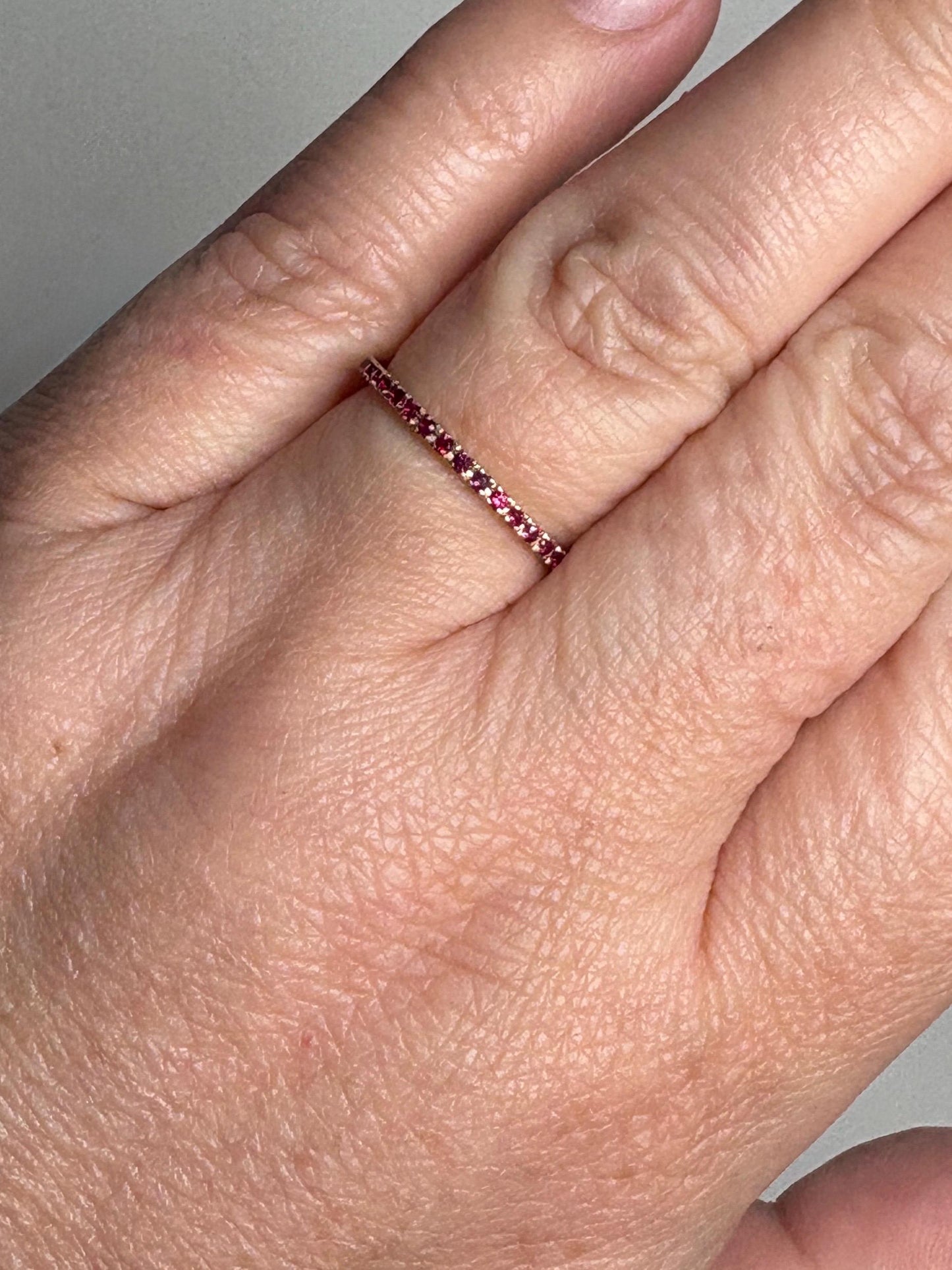 Natural Ruby Petite Full Eternity Band Ring Solid 14k Gold size 7 - NewLifeJewelryVault
