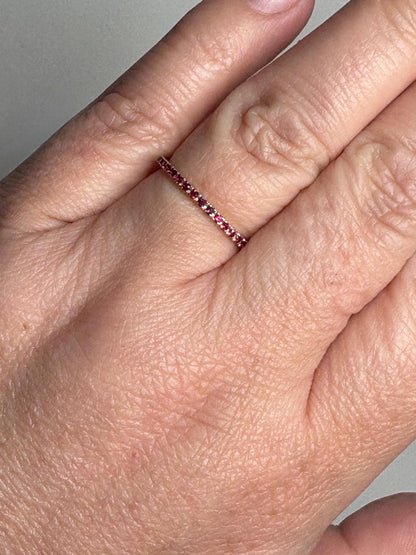 Natural Ruby Petite Full Eternity Band Ring Solid 14k Gold size 7 - NewLifeJewelryVault
