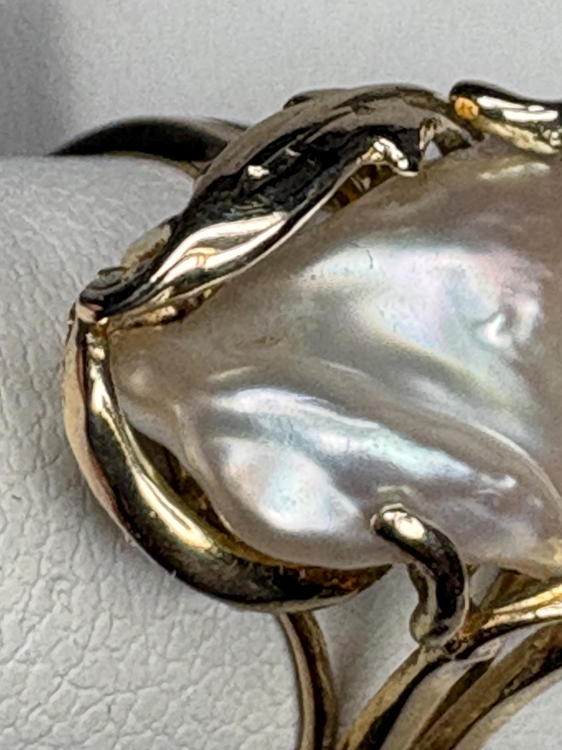 Biwa Cultured Pearl Freeform Ring Solid 14k Gold size 7.25 - NewLifeJewelryVault