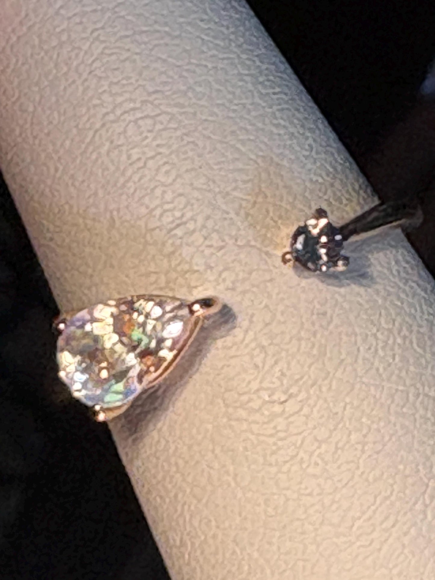 Madagascar Rainbow Moonstone and Color Change Garnet Open Ring 10k Rose Gold size 6.75 - NewLifeJewelryVault